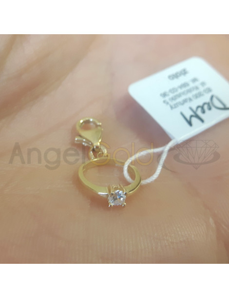 ZŁOTY CHARMS PIERŚCIONEK Z CYRKONIĄ PR. 585