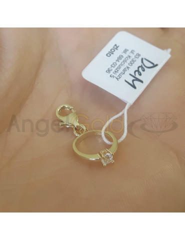 ZŁOTY CHARMS PIERŚCIONEK Z CYRKONIĄ PR. 585