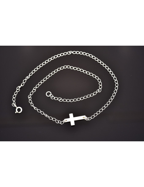 SREBRNY NASZYJNIK ŁAŃCUSZEK Z KRZYŻYKIEM PR. 925 + GRAWER GRATIS