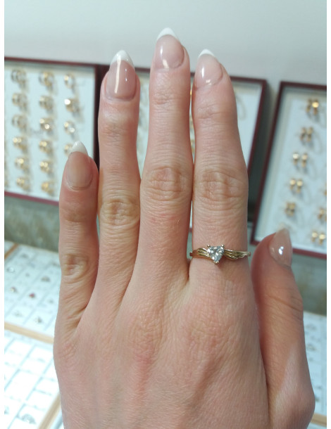 ZŁOTY PIERŚCIONEK ZARĘCZYNOWY SERCE ZE SKRZYDŁAMI PR. 585