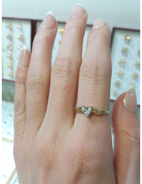 ZŁOTY PIERŚCIONEK ZARĘCZYNOWY SERCE ZE SKRZYDŁAMI PR. 585