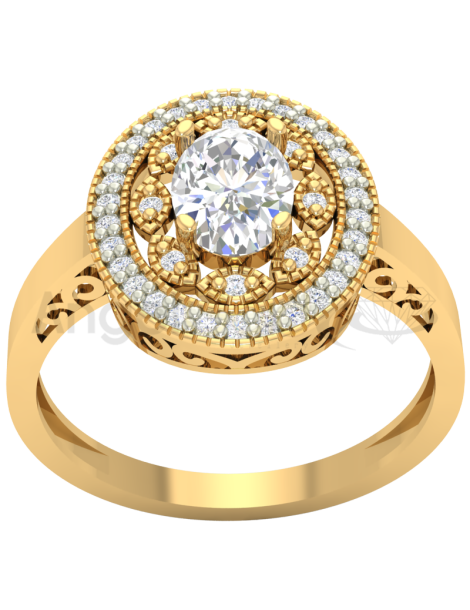 ZŁOTY PIERŚCIONEK OZDOBNY OKAZAŁY OWALNY PR. 585