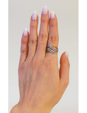 SZEROKI PIERŚCIONEK ZARĘCZYNOWY FALE ZE ZŁOTA PRÓBY 585