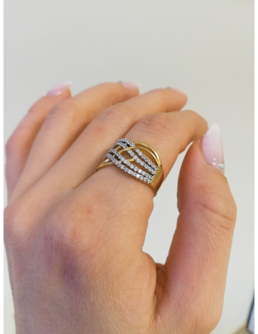 SZEROKI PIERŚCIONEK ZARĘCZYNOWY FALE ZE ZŁOTA PRÓBY 585