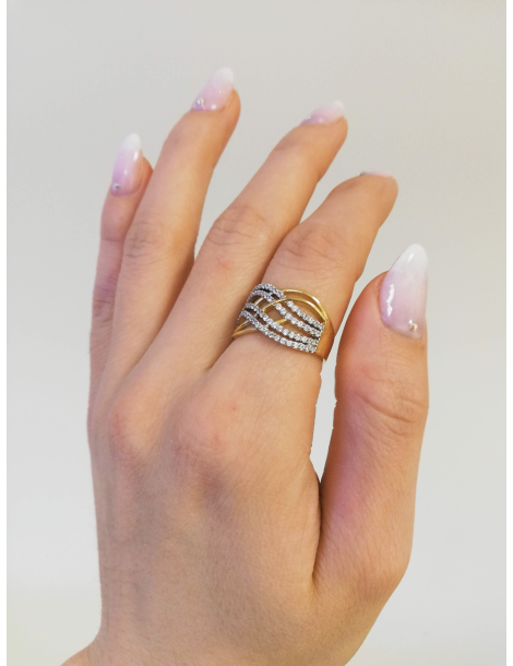 SZEROKI PIERŚCIONEK ZARĘCZYNOWY FALE ZE ZŁOTA PRÓBY 585