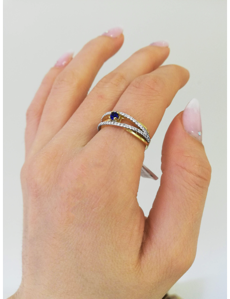 ZŁOTY PIERŚCIONEK ZARĘCZYNOWY Z SZAFIREM PR. 585