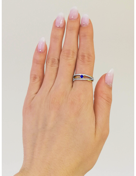 ZŁOTY PIERŚCIONEK ZARĘCZYNOWY Z SZAFIREM PR. 585