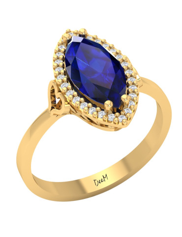 ZŁOTY PIERŚCIONEK ZARĘCZYNOWY Z SZAFIREM PR. 585