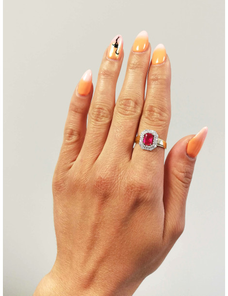 ZŁOTY PIERŚCIONEK ZARĘCZYNOWY Z RUBINEM PR. 585