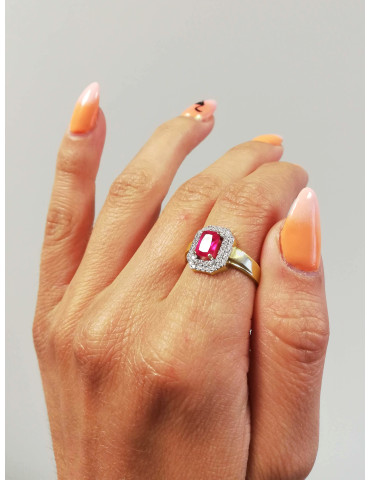 ZŁOTY PIERŚCIONEK ZARĘCZYNOWY Z RUBINEM PR. 585