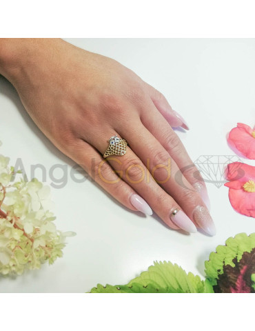 Złoty pierścionek SOWA z szafirami pr. 585