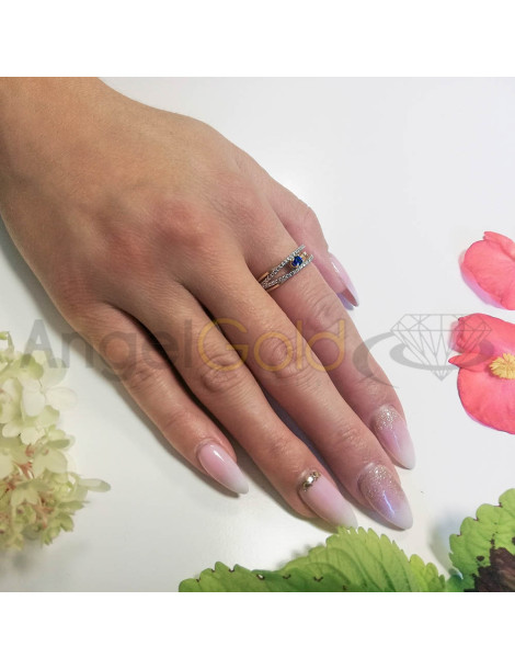 ZŁOTY PIERŚCIONEK ZARĘCZYNOWY Z SZAFIREM PR. 585