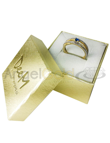 ZŁOTY PIERŚCIONEK ZARĘCZYNOWY Z SZAFIREM PR. 585