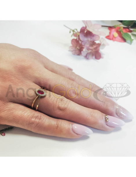 ZŁOTY PIERŚCIONEK ZARĘCZYNOWY Z RUBINEM PR. 585