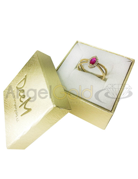 ZŁOTY PIERŚCIONEK ZARĘCZYNOWY Z RUBINEM PR. 585
