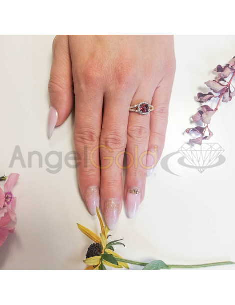 ZŁOTY PIERŚCIONEK ZARĘCZYNOWY Z CYRKONIAMI PR. 585