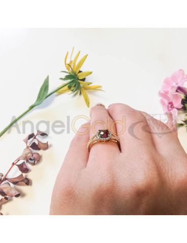 ZŁOTY PIERŚCIONEK ZARĘCZYNOWY Z CYRKONIAMI PR. 585