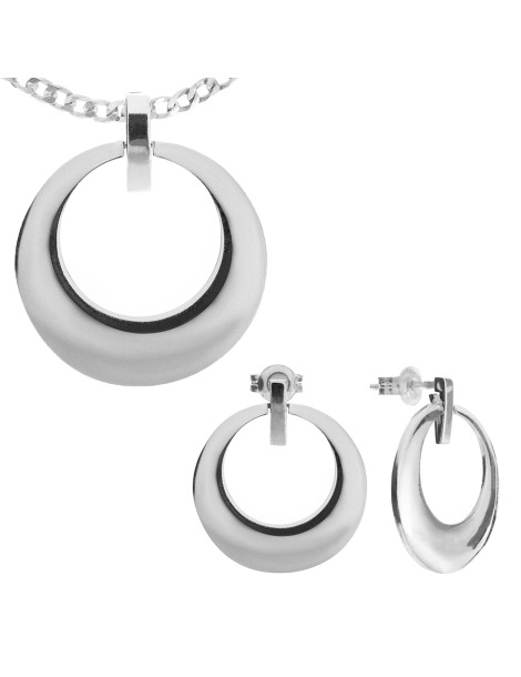 SREBRNY KOMPLET GŁADKI OWAL PR. 925