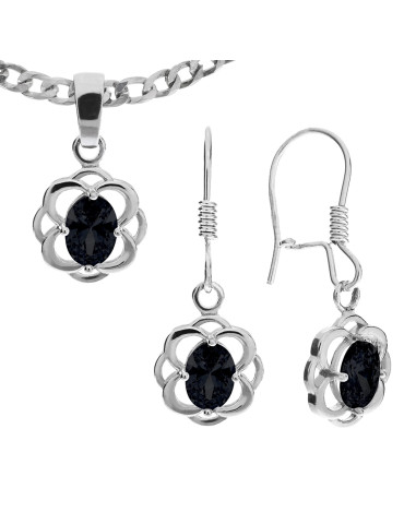 SREBRNY PRZESTRZENNY KOMPLET KOLOROWE KAMIENIE PR. 925