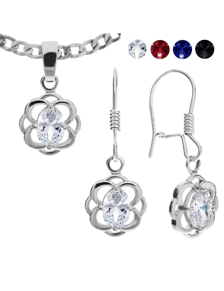 SREBRNY PRZESTRZENNY KOMPLET KOLOROWE KAMIENIE PR. 925