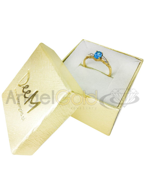 Złoty pierścionek zaręczynowy z akwamarynem pr. 585