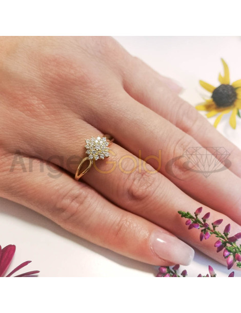 ZŁOTY PIERŚCIONEK ZARĘCZYNOWY KWIAT PR. 585