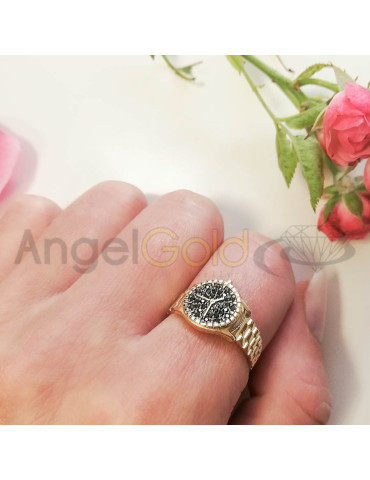 ZŁOTY PIERŚCIONEK ZEGAREK PR. 585