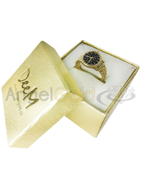 ZŁOTY PIERŚCIONEK ZEGAREK PR. 585