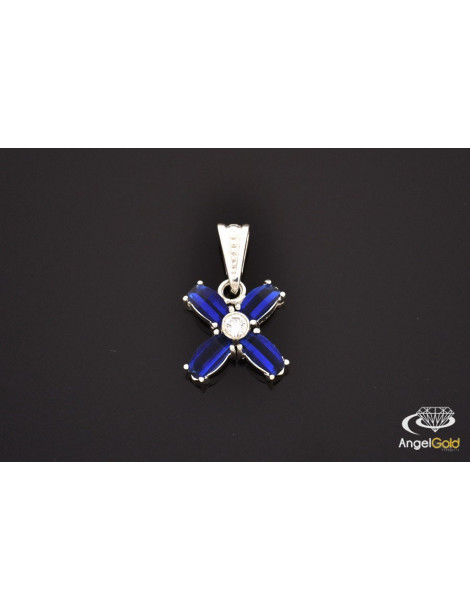 SREBRNY KOMPLET KWIATY Z DUŻYMI SZAFIRAMI PR. 925