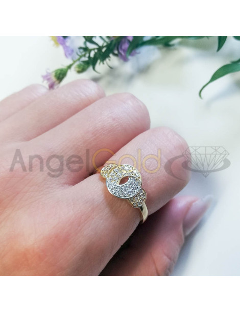 Złoty pierścionek z cyrkoniami próba 585