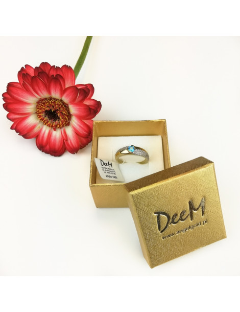 ZŁOTY PIERŚCIONEK ZARĘCZYNOWY Z BŁĘKITNĄ CYRKONIĄ PR. 585