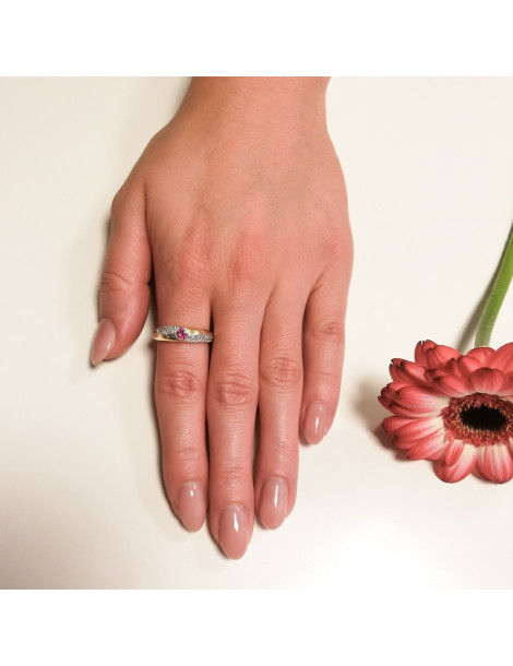 ZŁOTY PIERŚCIONEK ZARĘCZYNOWY Z BŁĘKITNĄ CYRKONIĄ PR. 585