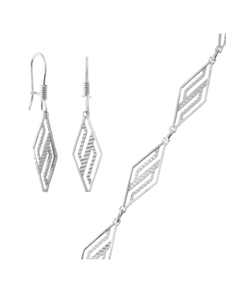 SREBRNY KOMPLET GŁADKI PROSTOKĄT PR. 925