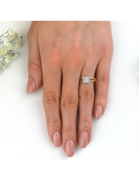 ZŁOTY PIERŚCIONEK ZARĘCZYNOWY KWADRAT PR. 585