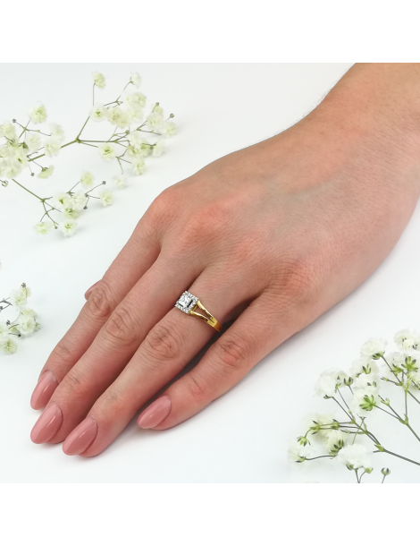 ZŁOTY PIERŚCIONEK ZARĘCZYNOWY KWADRAT PR. 585