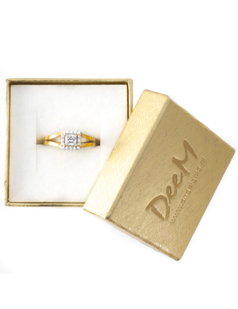 ZŁOTY PIERŚCIONEK ZARĘCZYNOWY KWADRAT PR. 585