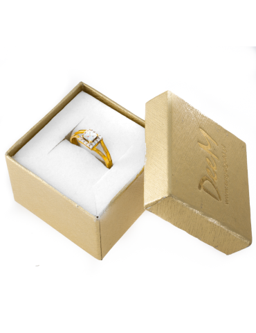 ZŁOTY PIERŚCIONEK ZARĘCZYNOWY KWADRAT PR. 585