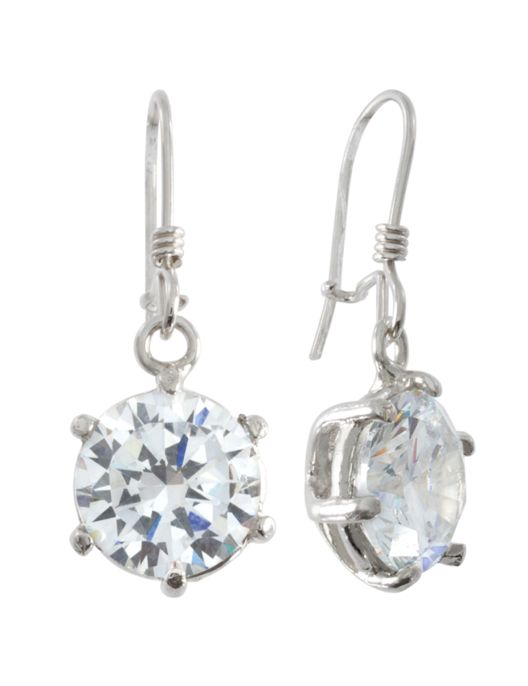 SREBRNE KOLCZYKI WISZĄCE NA BIGLU Z BIAŁĄ CYRKONIĄ PR. 925