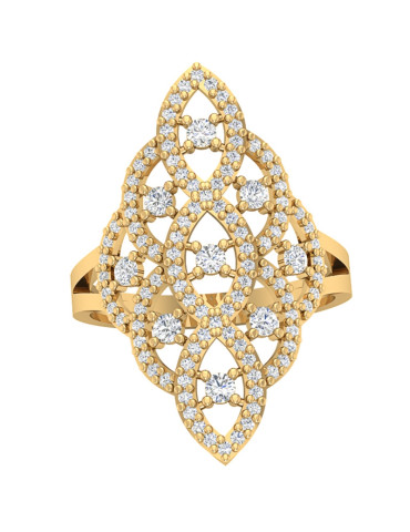 ZŁOTY PIERŚCIONEK Z CYRKONIAMI PR. 585 AŻUROWY