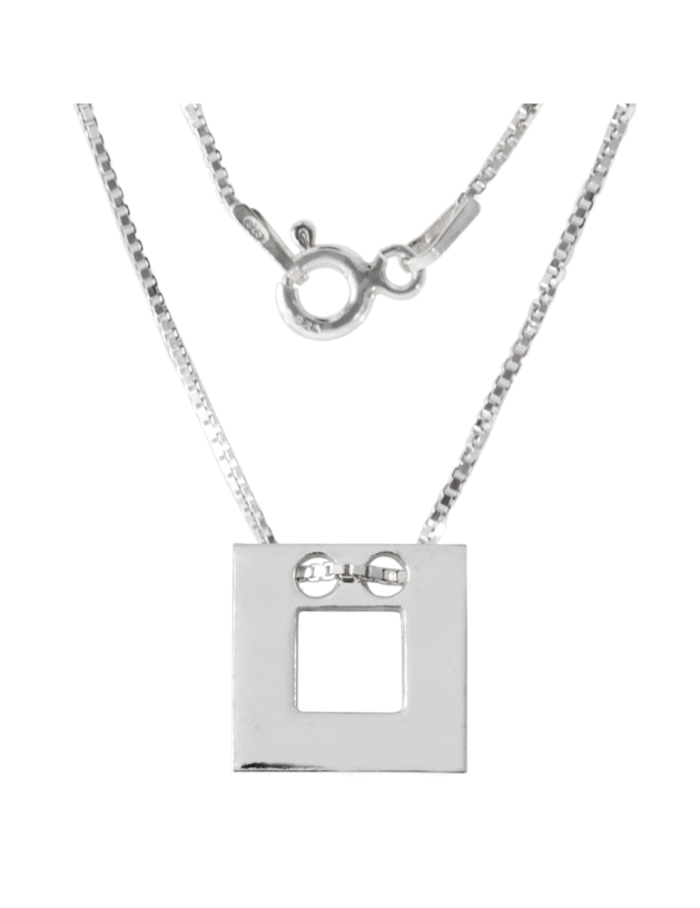 SREBRNY NASZYJNIK GWIAZD KWADRAT Z DZIURKĄ CELEBRYTKA PR. 925 + GRAWER