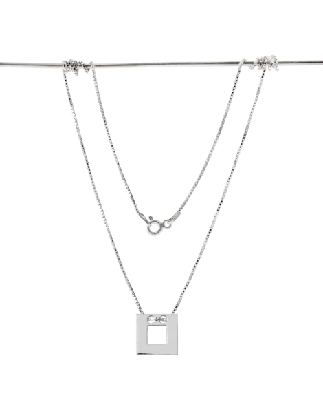 SREBRNY NASZYJNIK GWIAZD KWADRAT Z DZIURKĄ CELEBRYTKA PR. 925 + GRAWER