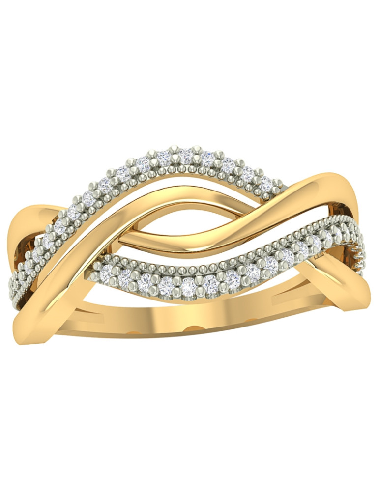 ZŁOTY PIERŚCIONEK Z CYRKONIAMI FALE PR 585 AŻUROWY