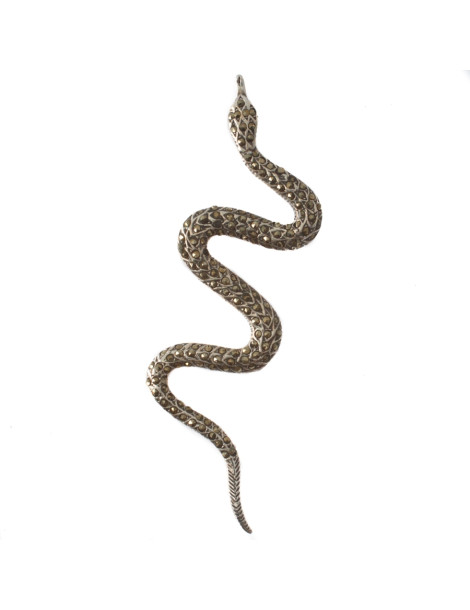 SREBRNY WISIOREK ŻMIJA Z MARKAZYTAMI PR. 925 WĄŻ