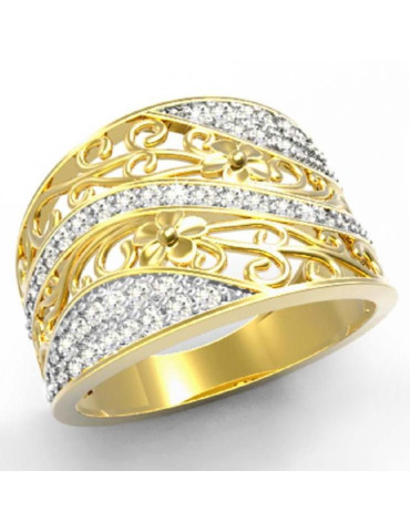 ZŁOTY PIERŚCIONEK AŻUROWY Z CYRKONIAMI PR. 585