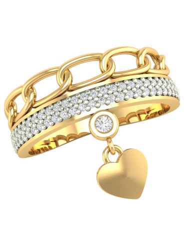 ZŁOTY PIERŚCIONEK ZARĘCZYNOWY Z RUCHOMĄ ZAWIESZKĄ SERDUSZKO PR. 585