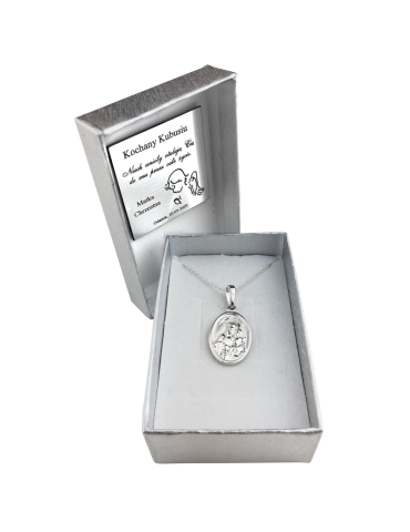 SREBRNY DWUSTRONNY MEDALIK SZKAPLERZ Z MATKĄ BOSKĄ I JEZUSEM PR. 925