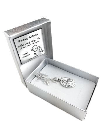 SREBRNY DWUSTRONNY MEDALIK SZKAPLERZ Z MATKĄ BOSKĄ I JEZUSEM PR. 925