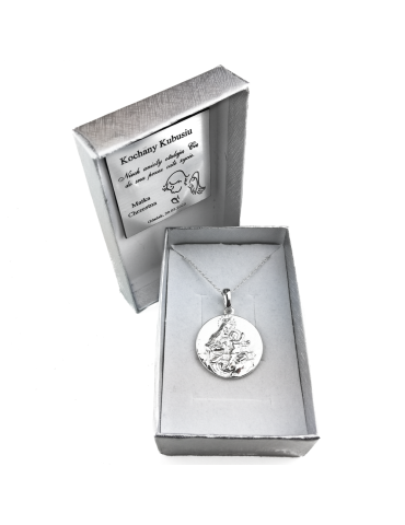 SREBRNY DWUSTRONNY MEDALIK SZKAPLERZ Z MATKĄ BOSKĄ I JEZUSEM PR. 925