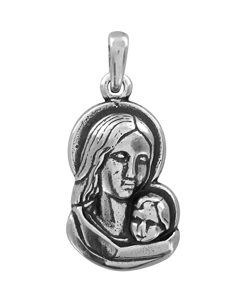 SREBRNY MEDALIK MATKA BOSKA Z DZIECIĄTKIEM PR. 925