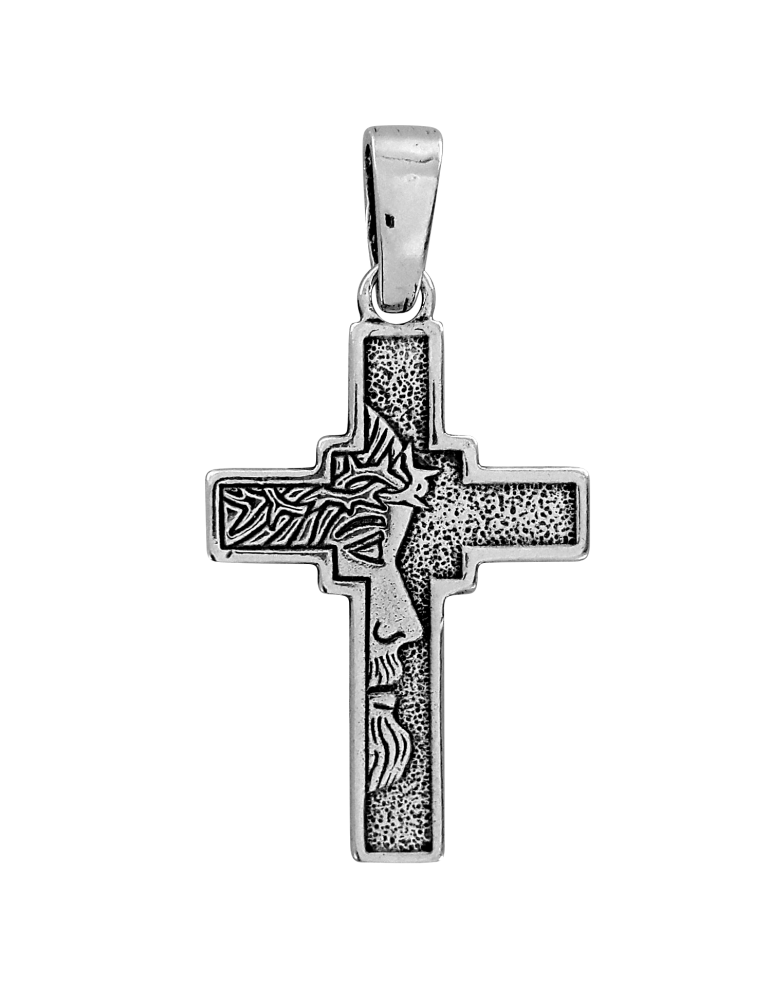 SREBRNY KRZYŻYK Z GŁOWĄ JEZUSA CHRYSTUSA PR. 925 + GRAWER GRATIS!